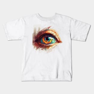 Fiery Gaze: A Surrealistic Eye Kids T-Shirt
